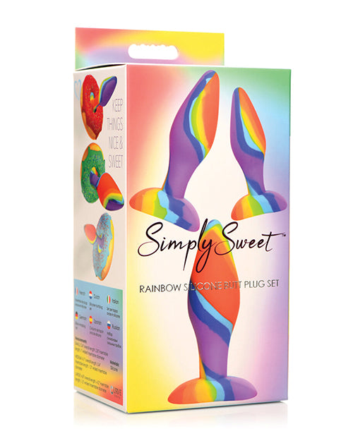 Rainbow Silicone Butt Plug Set