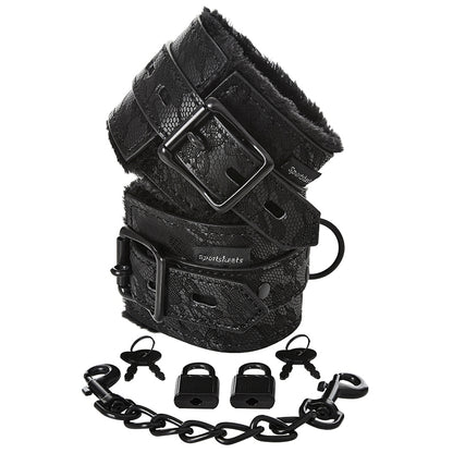 Lace Adjustable Fur-Lined Handcuffs Black