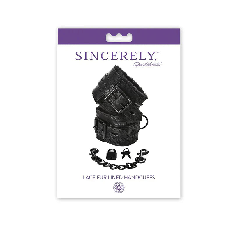 Lace Adjustable Fur-Lined Handcuffs Black